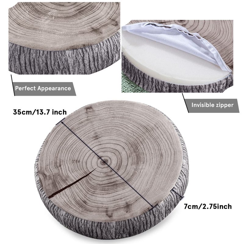 HYSEAS Decorative Round Throw Pillow, 3D Digital Print Comfortable Kids Funny Cute Wood Log Pillow Circle Seating Floor Cushion for Home, Couch, Sofa, Bedroom, Living Room Decor, Green Stump - Image 3